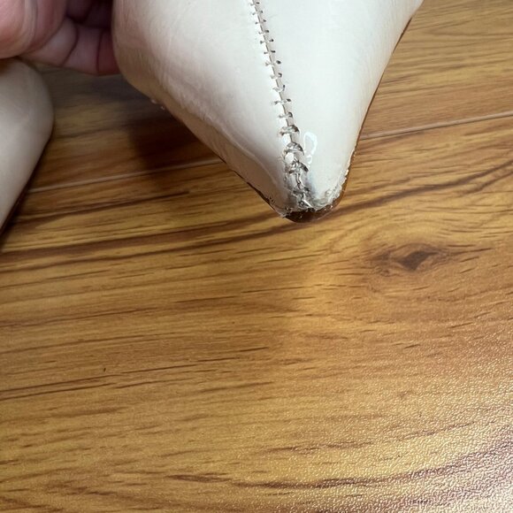 Schutz Viha Patent Leather Bootie‎ Womens 10 Pointed Toe Heel Eggshell - Picture 6 of 16